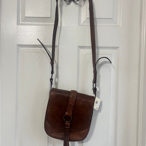 New! King Ranch Saddle Shop Crossbody Brown Brushed Leather Shoulder Bag Purse - Picture 2 of 8
